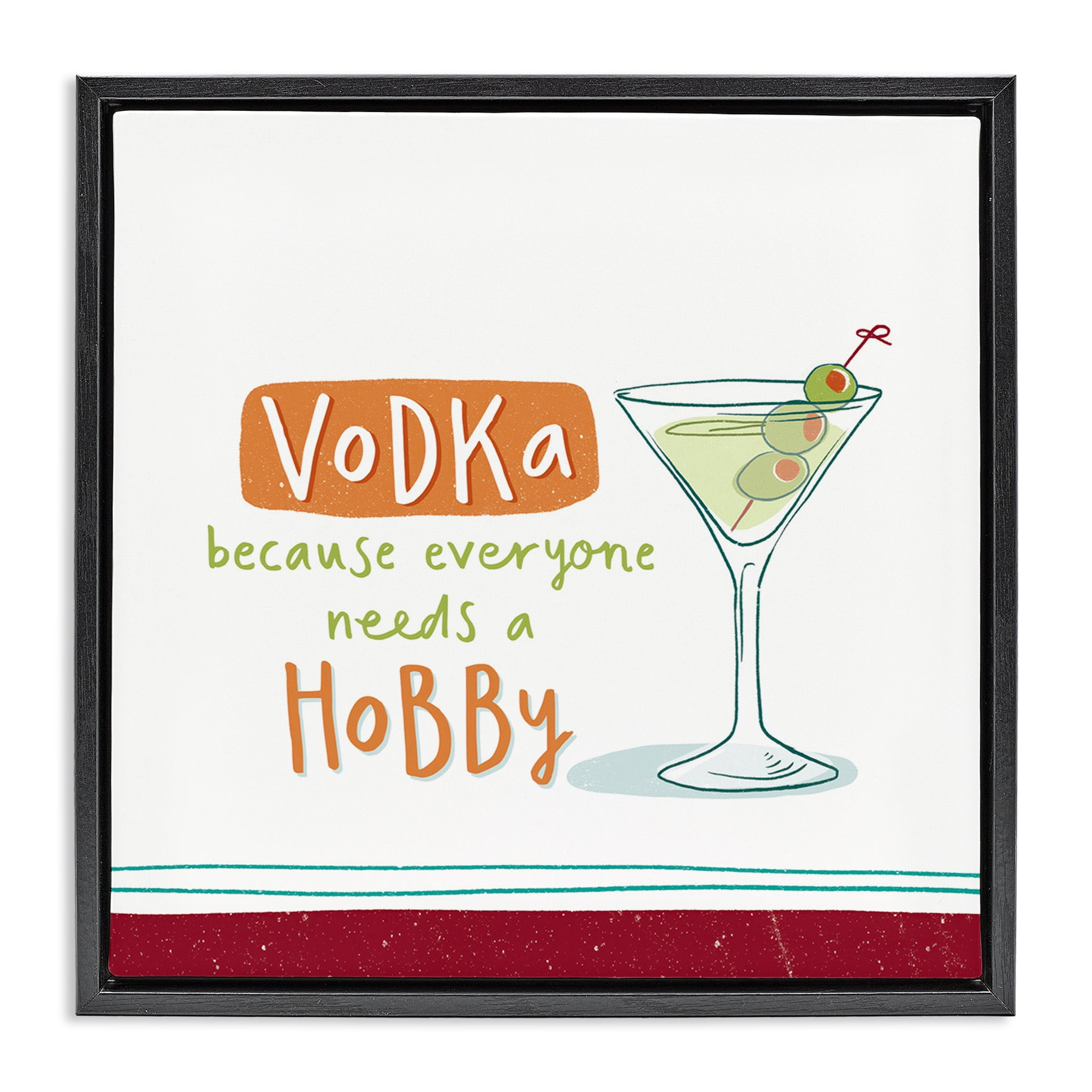 Stupell Industries Funny Vodka Phrase Food & Beverage Painting Black Floater Framed Canvas Art Print Wall Art, 25 x 25