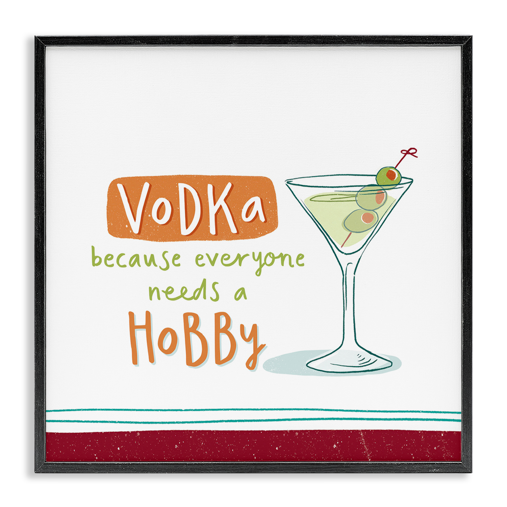 Stupell Industries Funny Vodka Phrase Food & Beverage Painting Black Framed Art Print Wall Art, 17 x 17