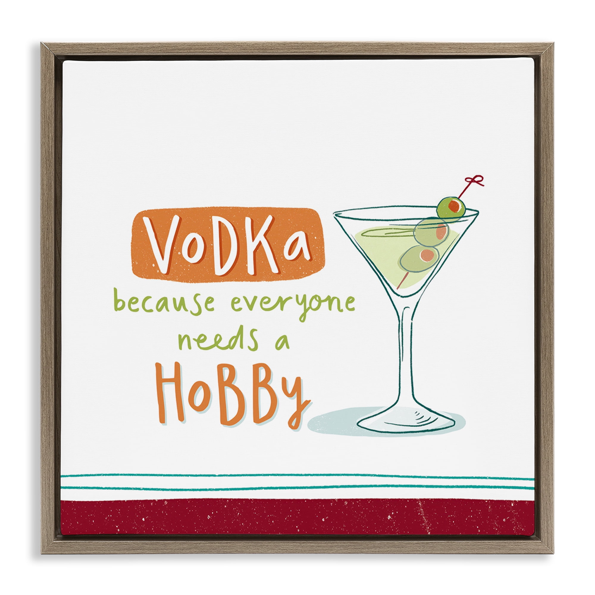 Stupell Industries Funny Vodka Phrase Food & Beverage Painting Brown Floater Framed Canvas Art Print Wall Art, 25 x 25