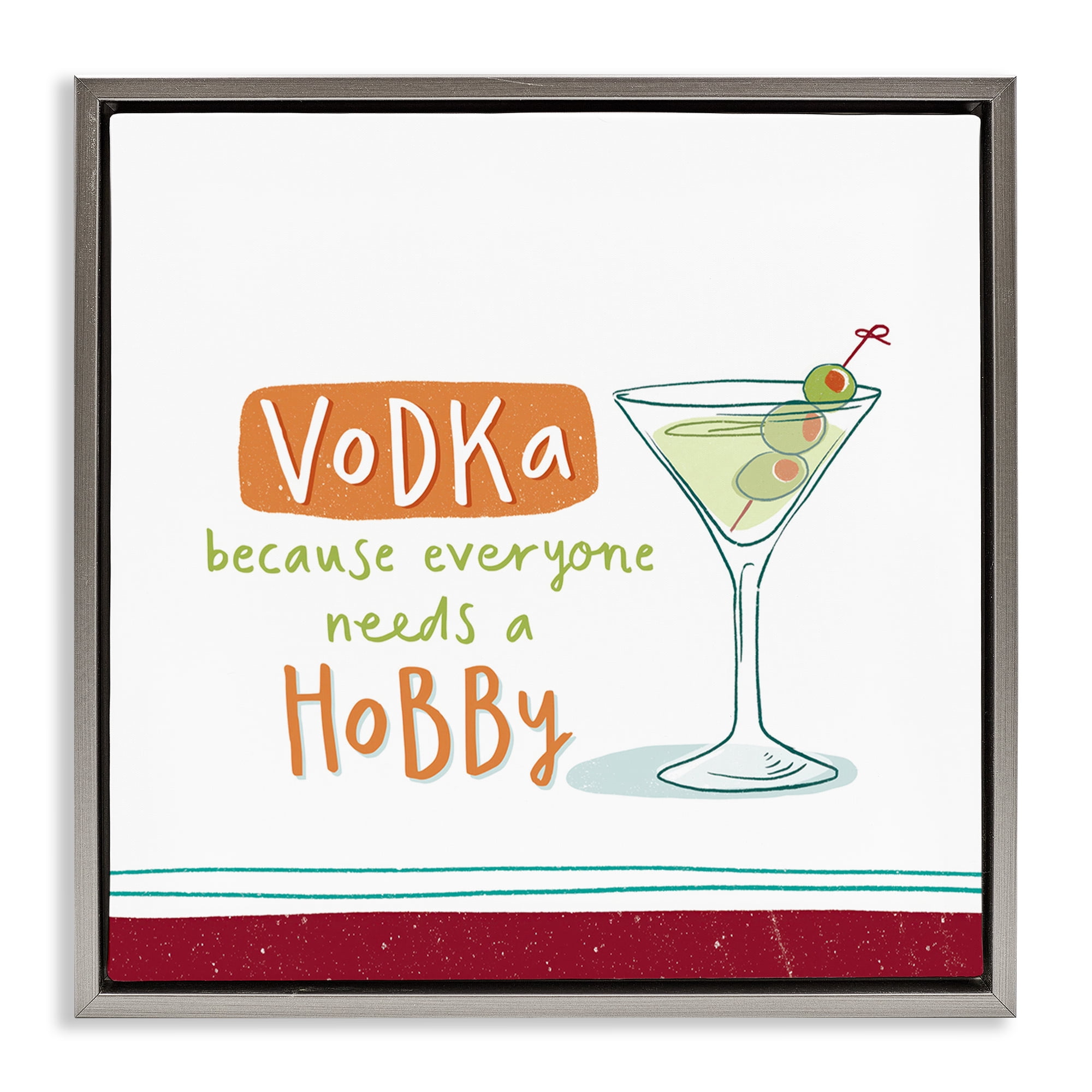 Stupell Industries Funny Vodka Phrase Food & Beverage Painting Gray Floater Framed Canvas Art Print Wall Art, 18 x 18