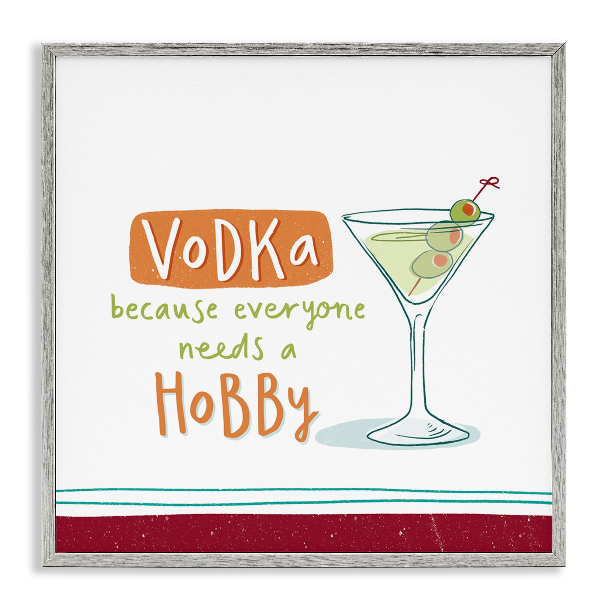Stupell Industries Funny Vodka Phrase Food & Beverage Painting Gray Framed Art Print Wall Art, 12 x 12