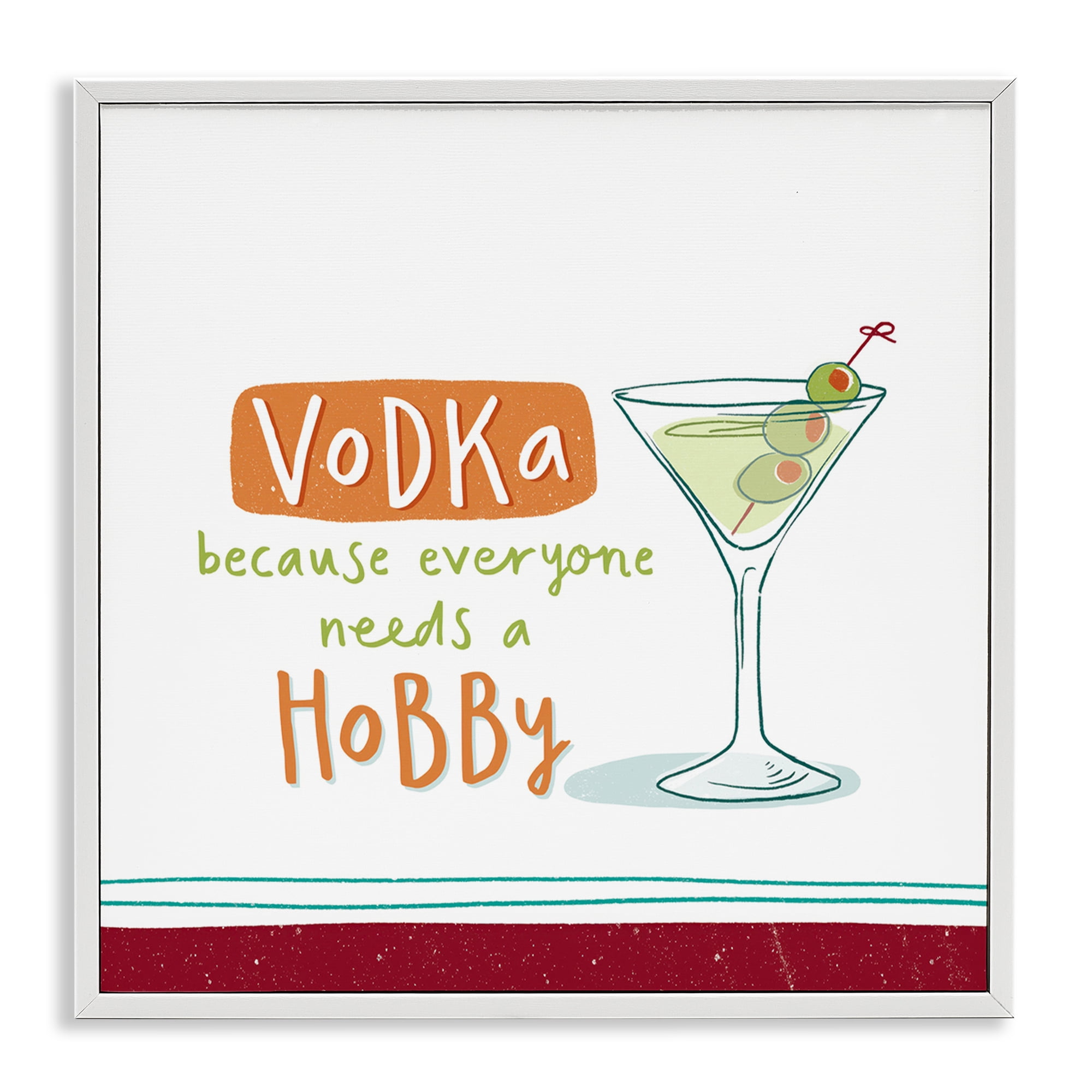 Stupell Industries Funny Vodka Phrase Food & Beverage Painting White Framed Art Print Wall Art, 12 x 12