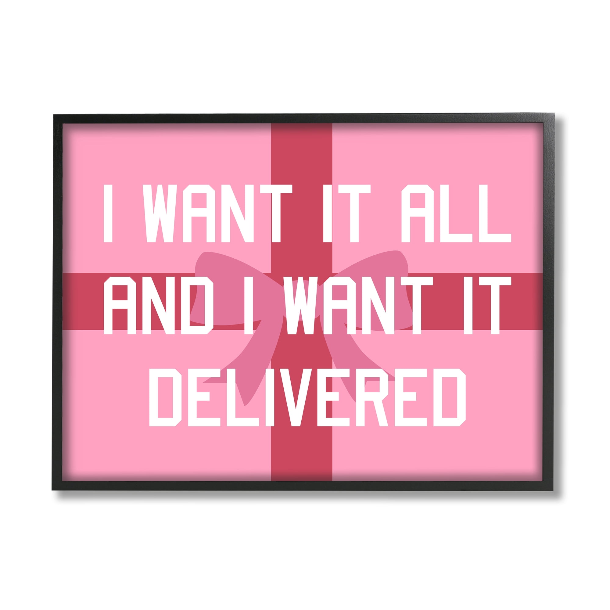 Stupell Industries Funny Want Gifts Delivered Holiday Painting Black Framed Art Print Wall Art, 14 x 11