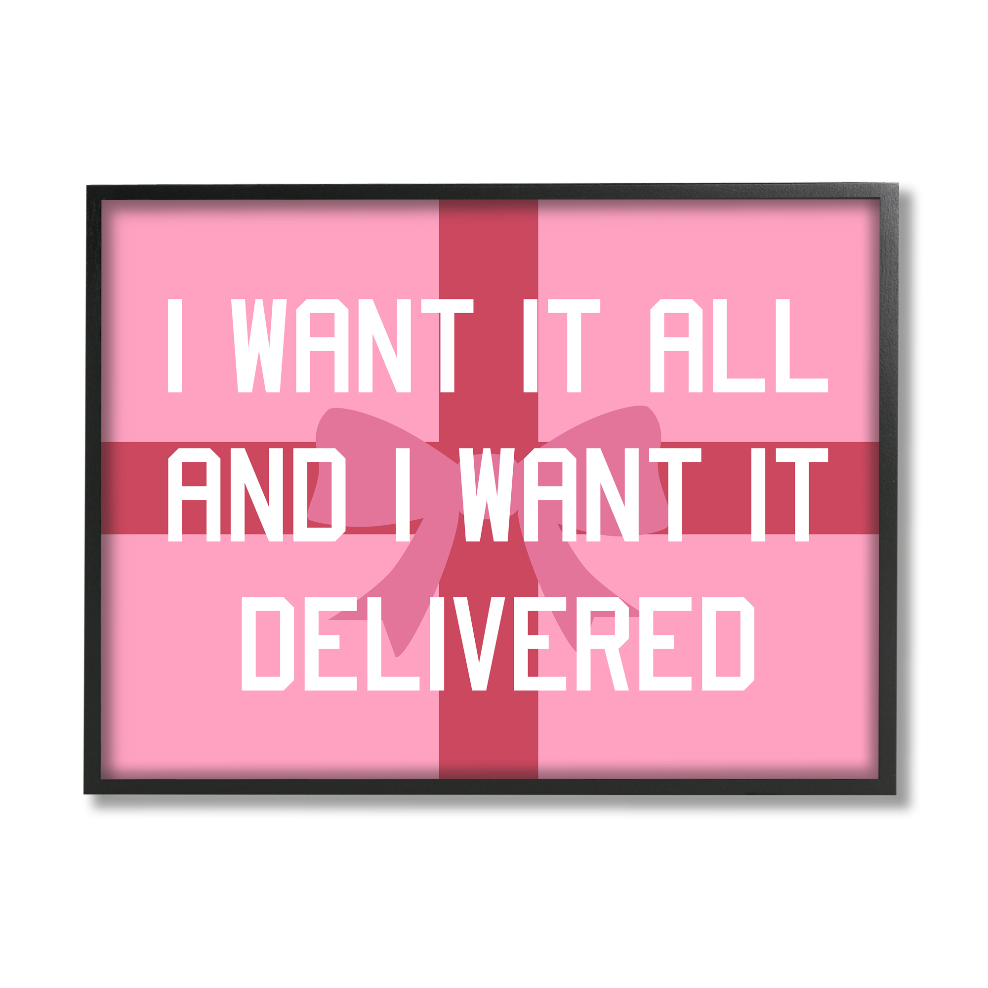 Stupell Industries Funny Want Gifts Delivered Holiday Painting Black Framed Art Print Wall Art, 30 x 24