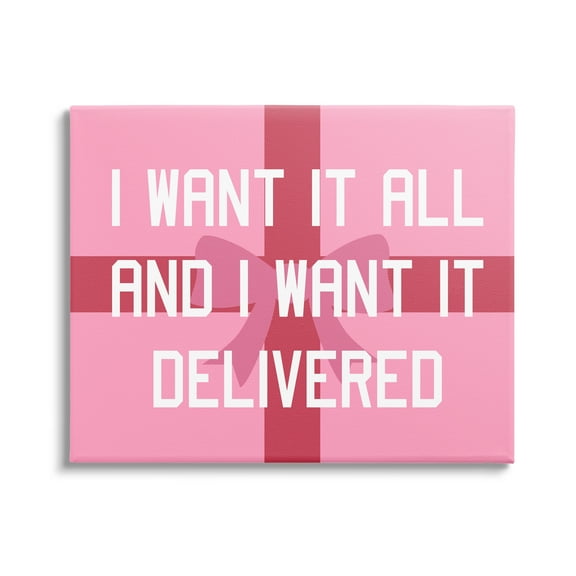 Stupell Industries Funny Want Gifts Delivered Holiday Painting Gallery Wrapped Canvas Art Print Wall Art, 20 x 16