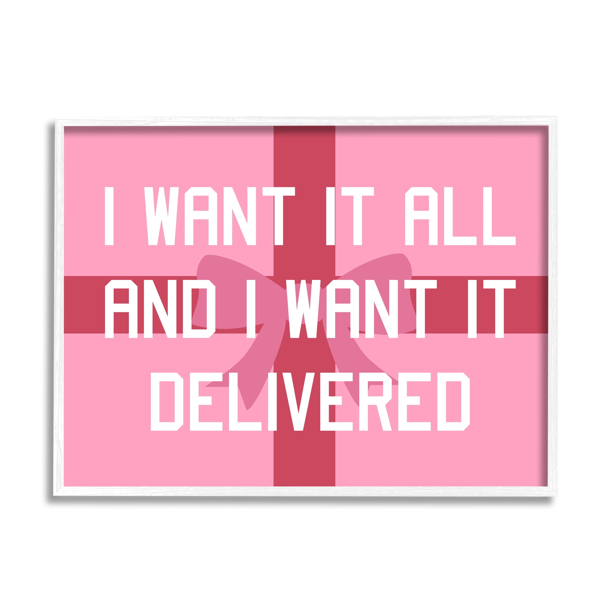 Stupell Industries Funny Want Gifts Delivered Holiday Painting White Framed Art Print Wall Art, 30 x 24