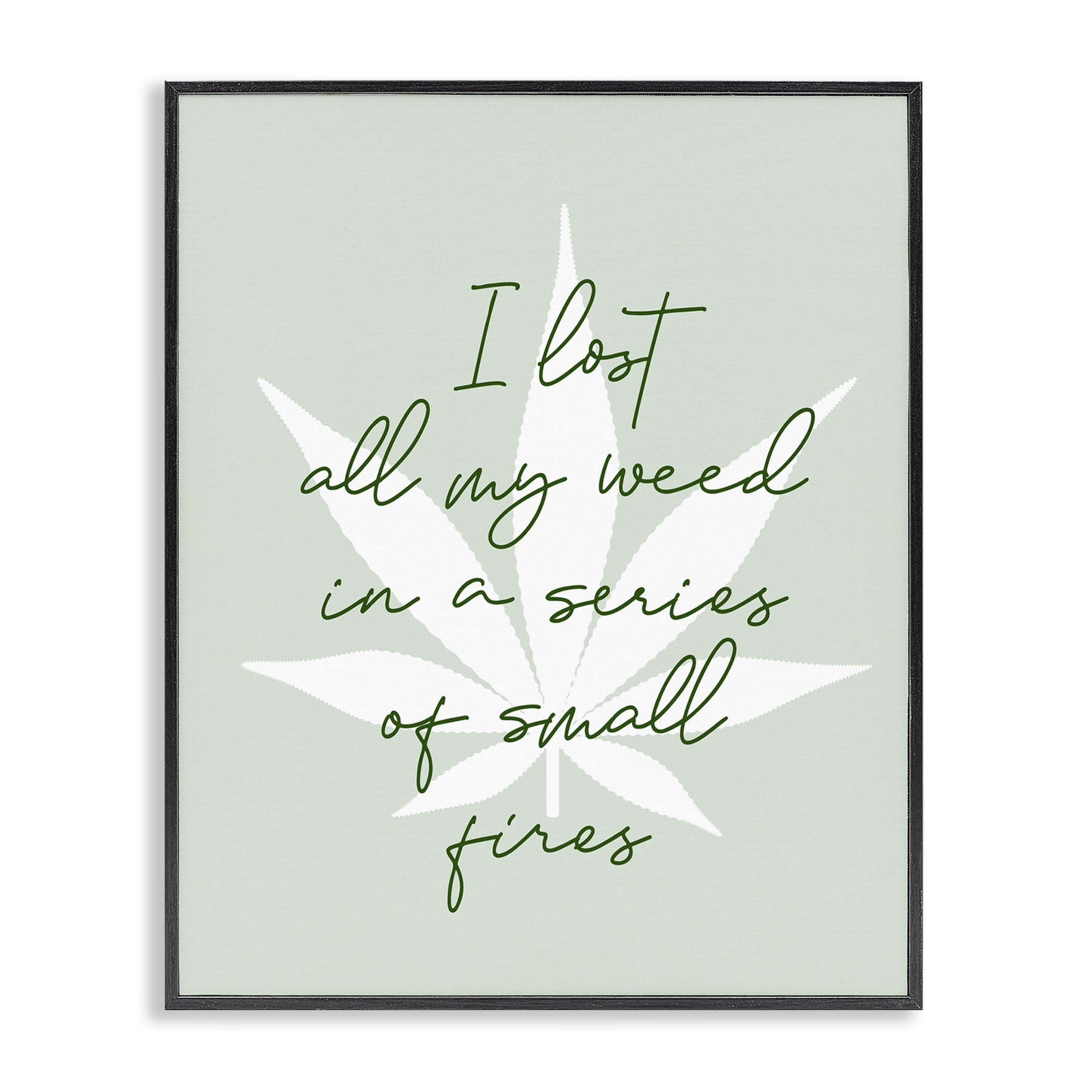 Stupell Industries Funny Weed Saying Novelty & Humor Painting Black Framed Art Print Wall Art, 16 x 20