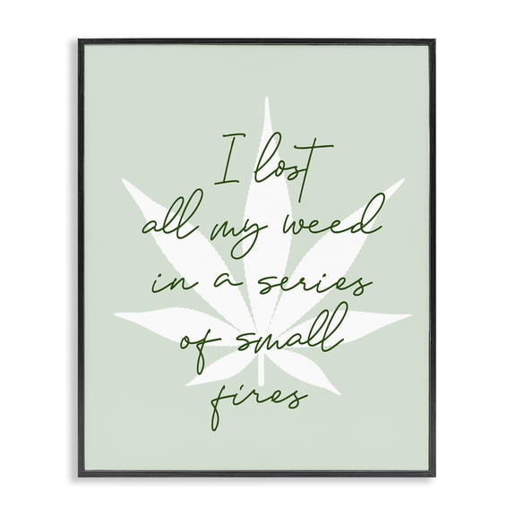 Stupell Industries Funny Weed Saying Novelty & Humor Painting Black Framed Art Print Wall Art, 24 x 30