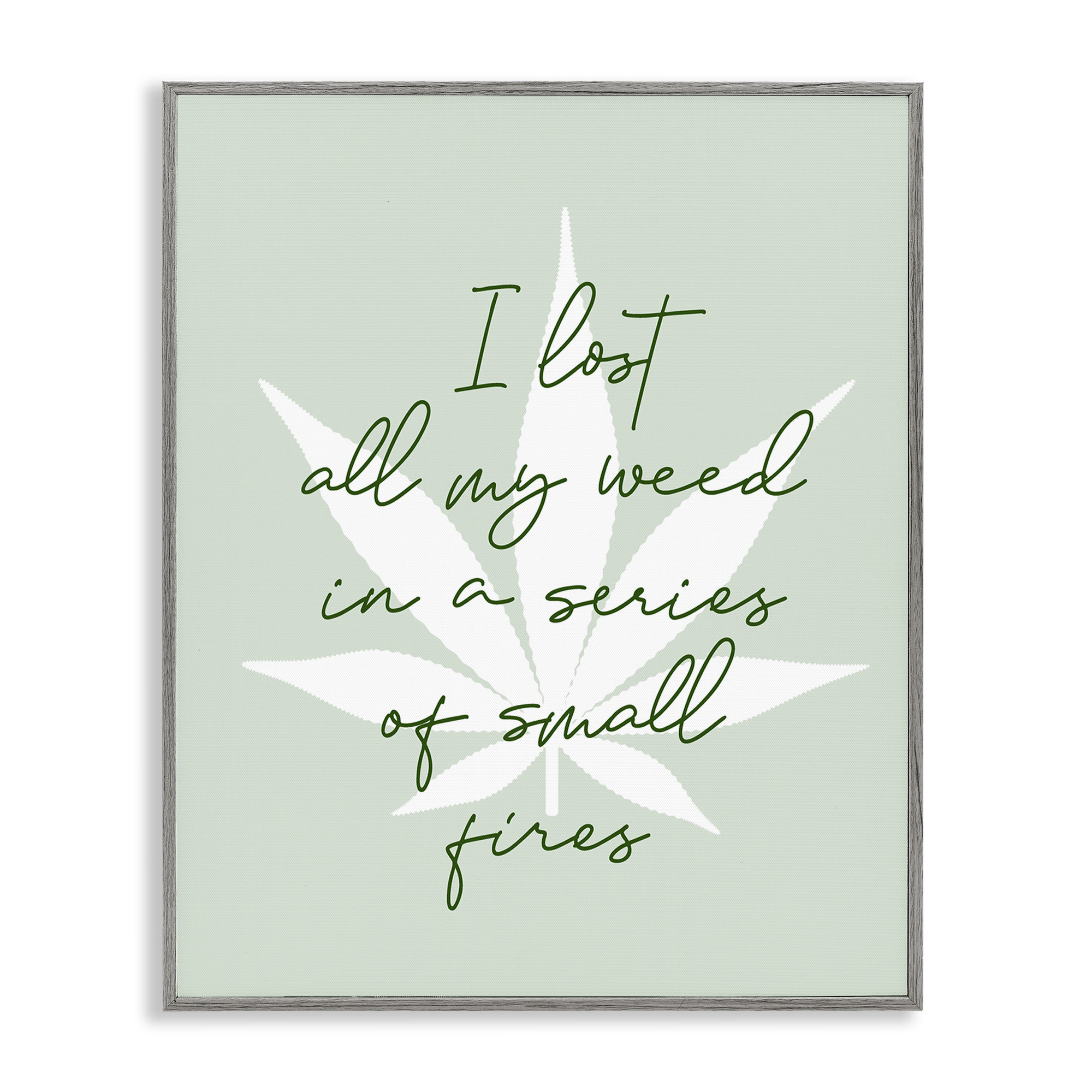Stupell Industries Funny Weed Saying Novelty & Humor Painting Gray Framed Art Print Wall Art, 24 x 30