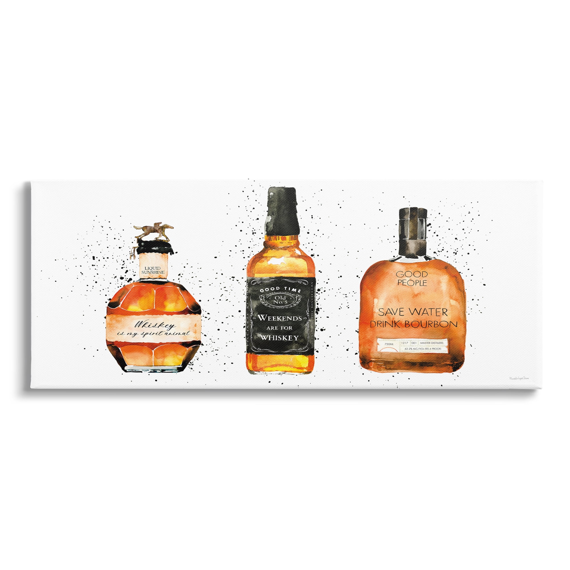 Stupell Industries Funny Whiskey Bottles Food & Beverage Painting Gallery Wrapped Canvas Print Wall Art, 30 x 13
