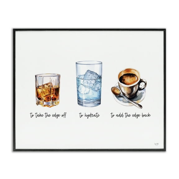 Stupell Industries Funny Whiskey & Coffee Food & Beverage Painting Black Framed Art Print Wall Art, 14 x 11
