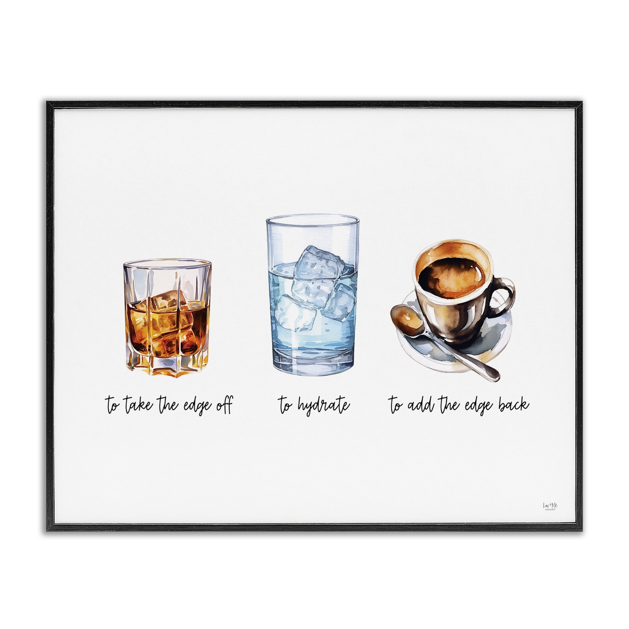 Stupell Industries Funny Whiskey & Coffee Food & Beverage Painting Black Framed Art Print Wall Art, 20 x 16