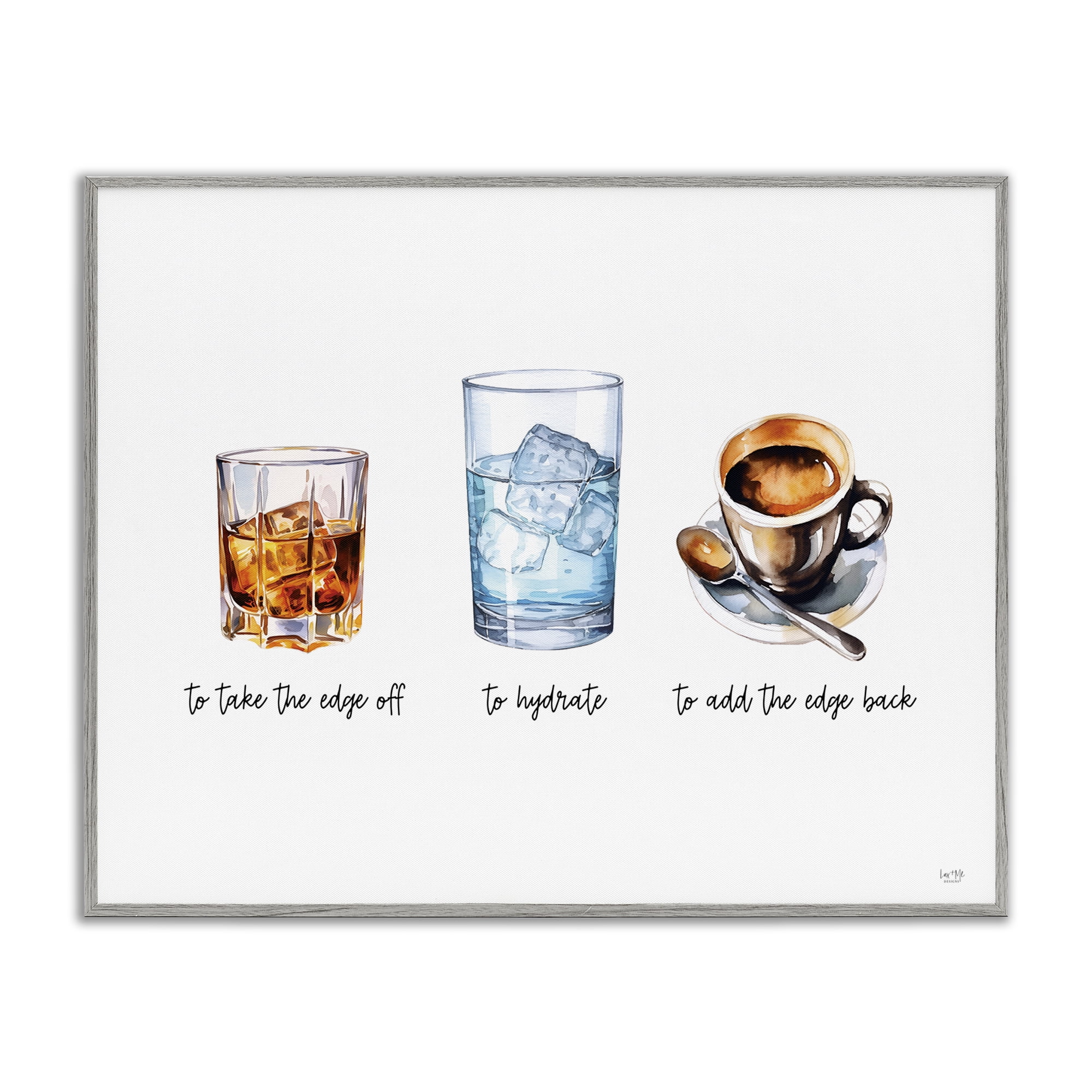 Stupell Industries Funny Whiskey & Coffee Food & Beverage Painting Gray Framed Art Print Wall Art, 20 x 16