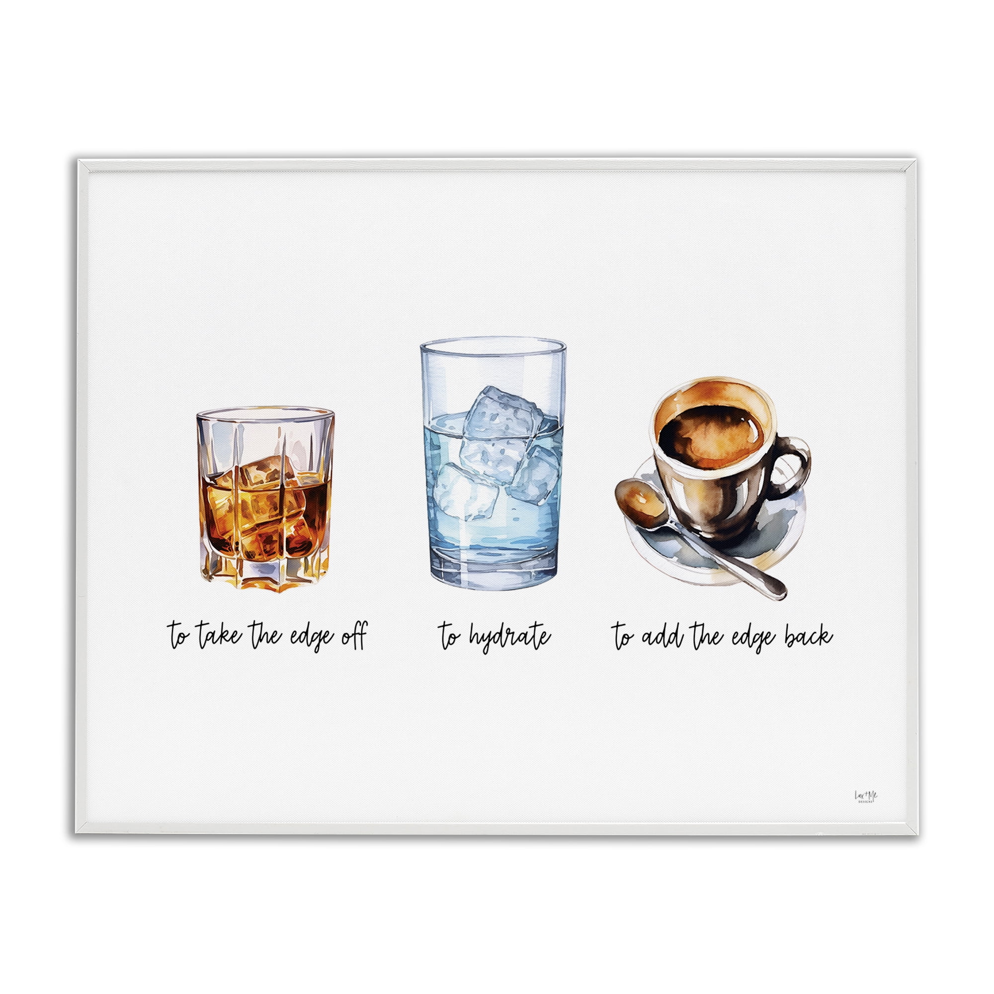 Stupell Industries Funny Whiskey & Coffee Food & Beverage Painting White Framed Art Print Wall Art, 14 x 11