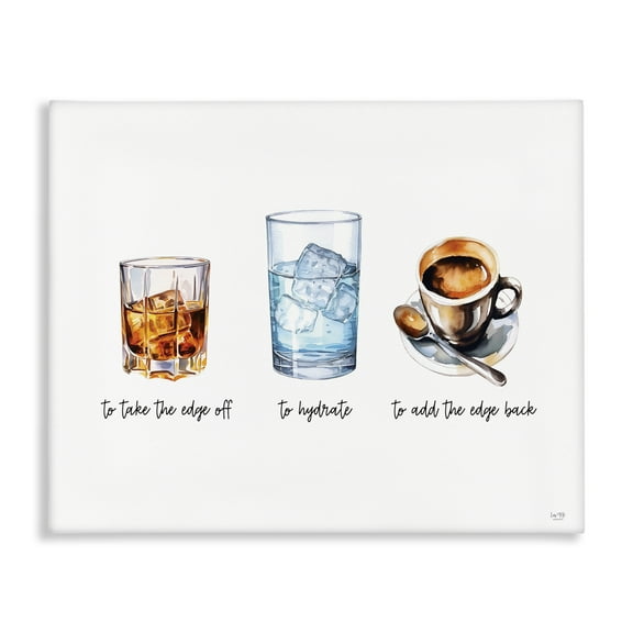 Stupell Industries Funny Whiskey & Coffee Food & Beverage Painting Wrapped Canvas Art Print Wall Art, 20 x 16