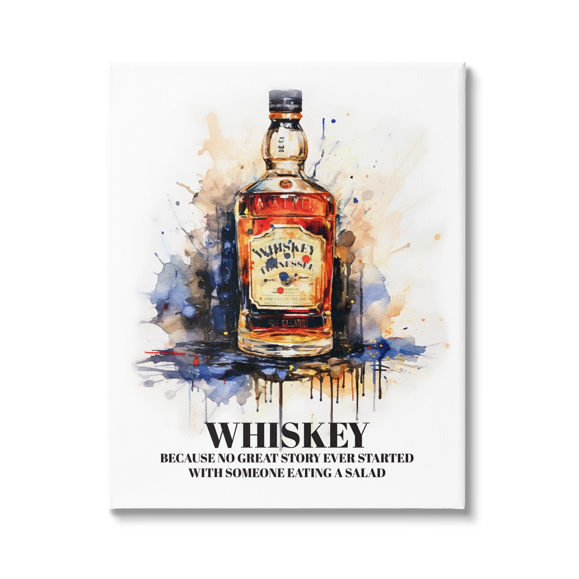Stupell Industries Funny Whiskey Phrase Food & Beverage Painting Gallery Wrapped Canvas Print Wall Art, 16 x 20