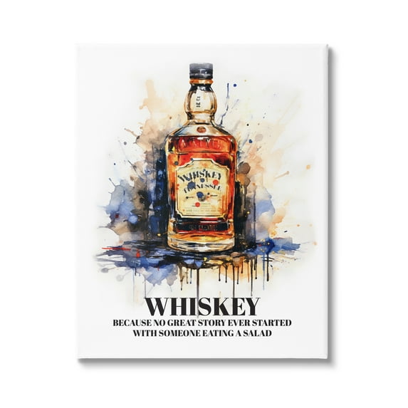 Stupell Industries Funny Whiskey Phrase Food & Beverage Painting Gallery Wrapped Canvas Print Wall Art, 16 x 20