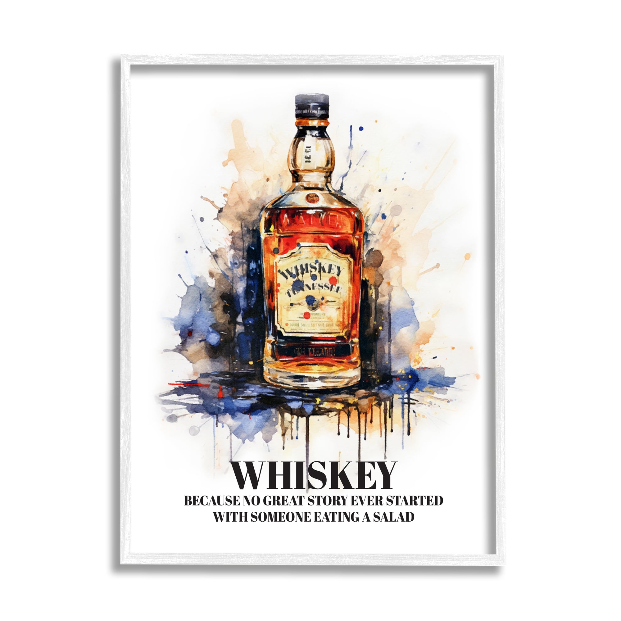 Stupell Industries Funny Whiskey Phrase Food & Beverage Painting White Framed Art Print Wall Art, 24 x 30