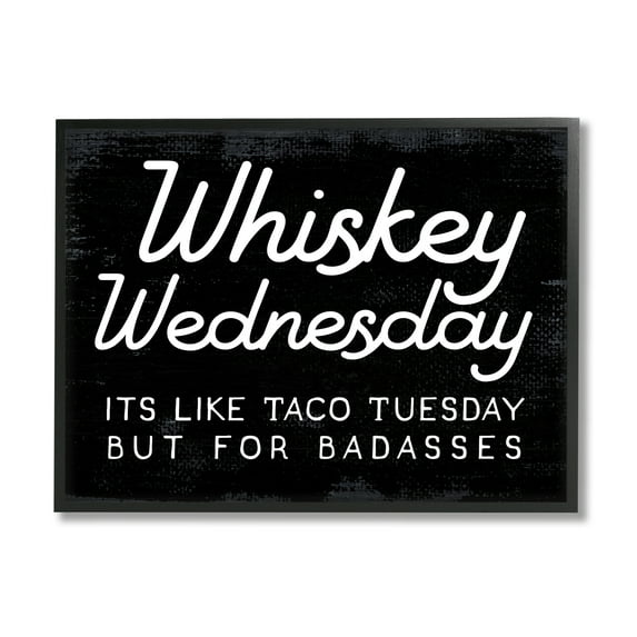 Stupell Industries Funny Whiskey Wednesday Food & Beverage Painting Black Framed Art Print Wall Art, 14 x 11