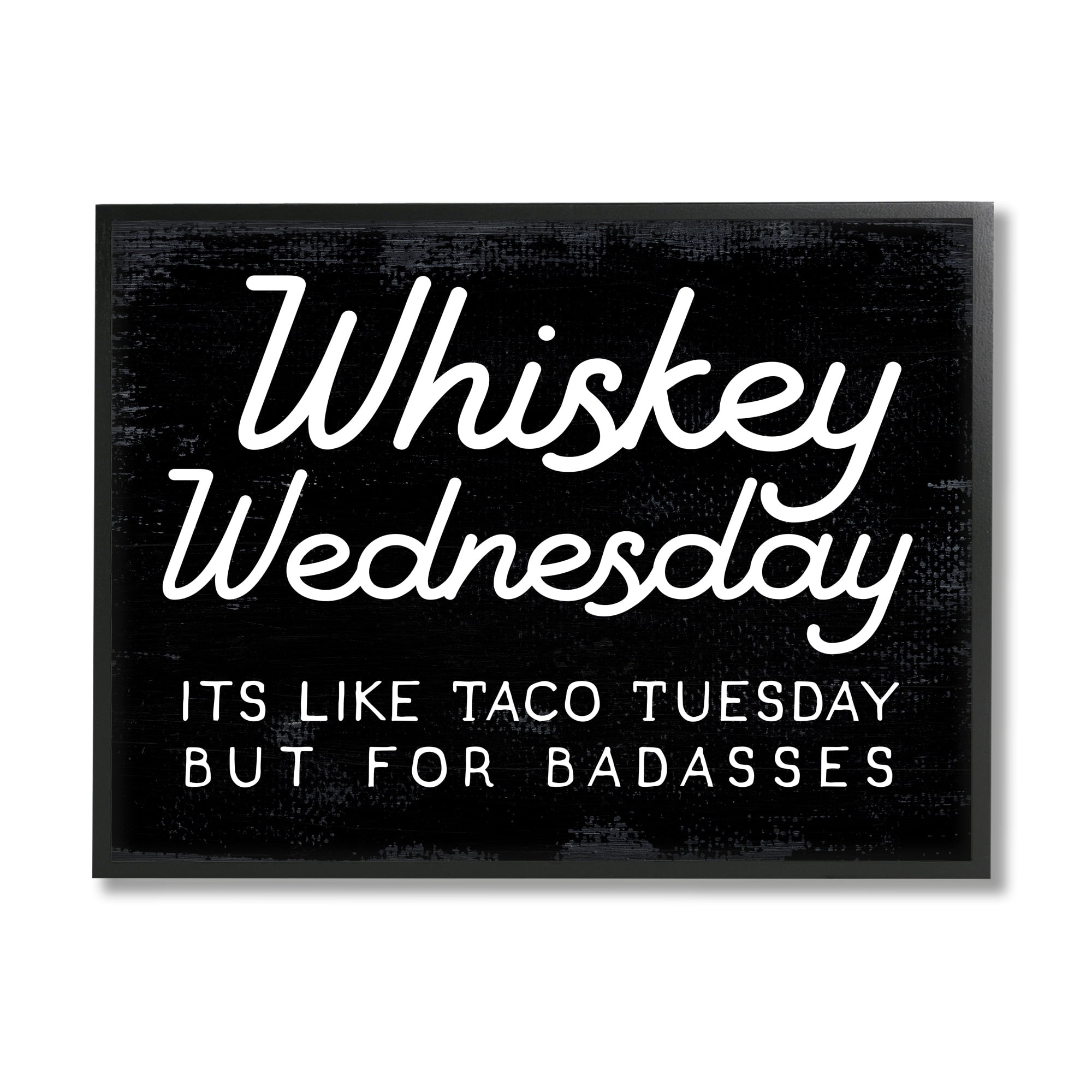 Stupell Industries Funny Whiskey Wednesday Food & Beverage Painting Black Framed Art Print Wall Art, 20 x 16