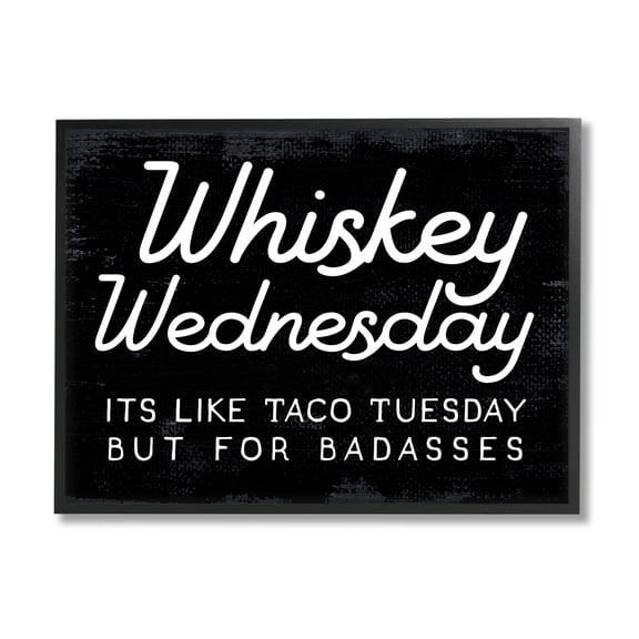 Stupell Industries Funny Whiskey Wednesday Food & Beverage Painting Black Framed Art Print Wall Art, 20 x 16