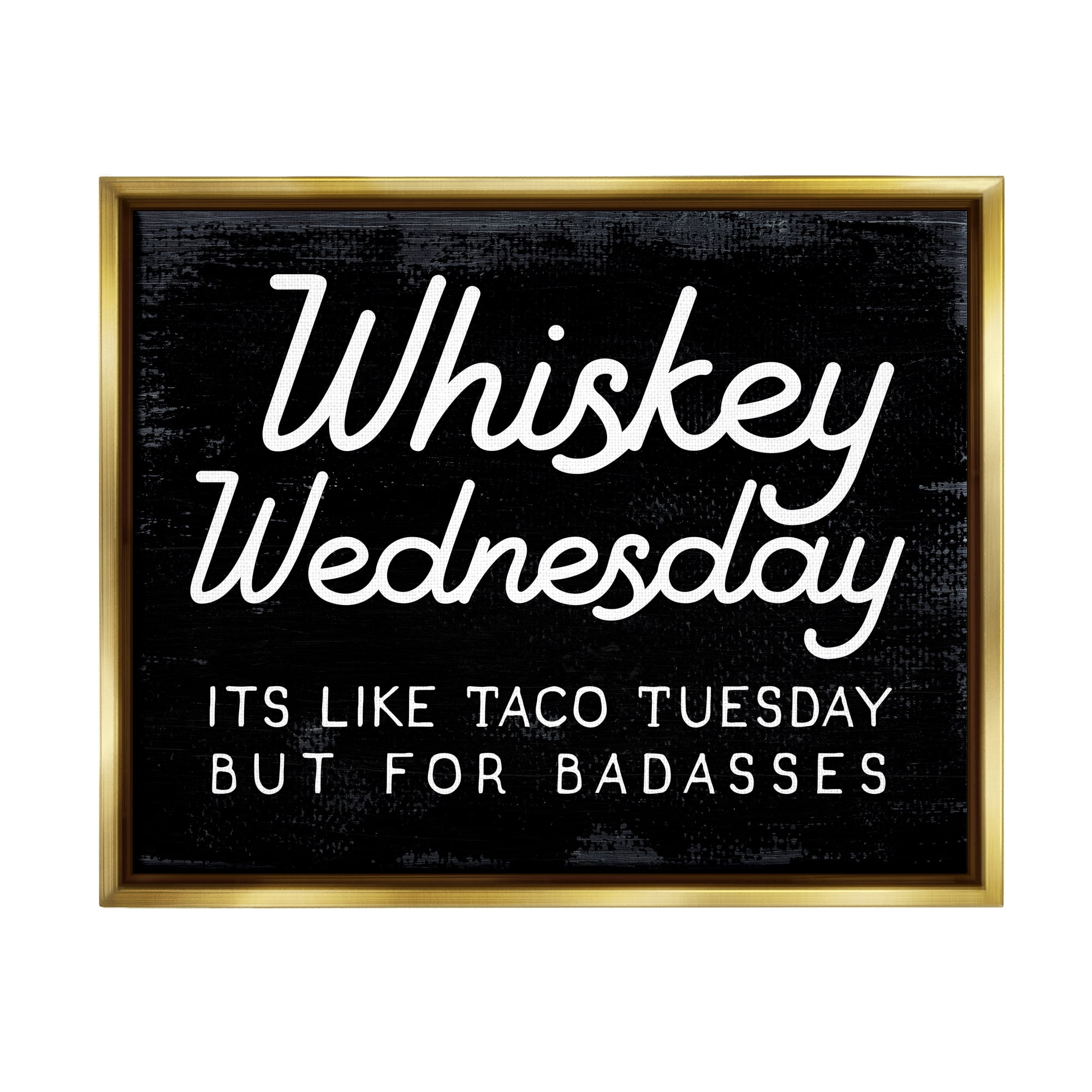 Stupell Industries Funny Whiskey Wednesday Food & Beverage Painting Gold Floater Framed Canvas Art Print Wall Art, 31 x 25