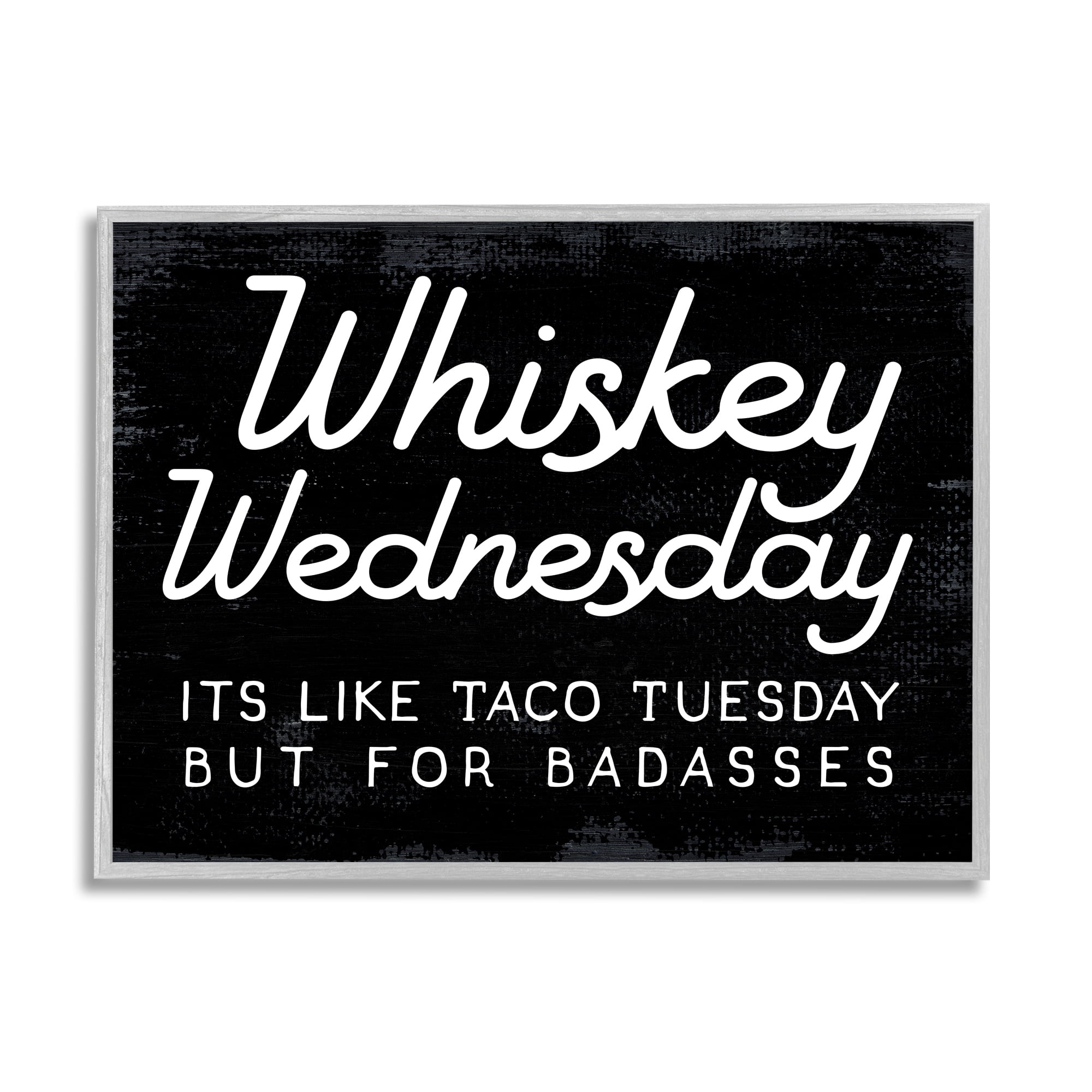 Stupell Industries Funny Whiskey Wednesday Food & Beverage Painting Gray Framed Art Print Wall Art, 14 x 11