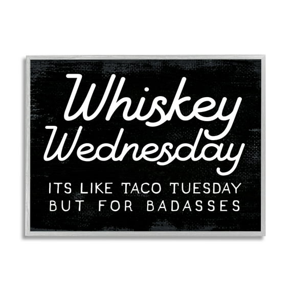 Stupell Industries Funny Whiskey Wednesday Food & Beverage Painting Gray Framed Art Print Wall Art, 20 x 16