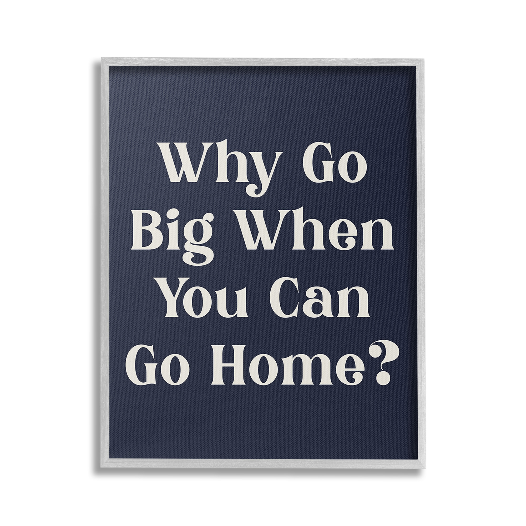 Stupell Industries Funny Why Go Big Typography Painting Gray Framed Art Print Wall Art, 16 x 20