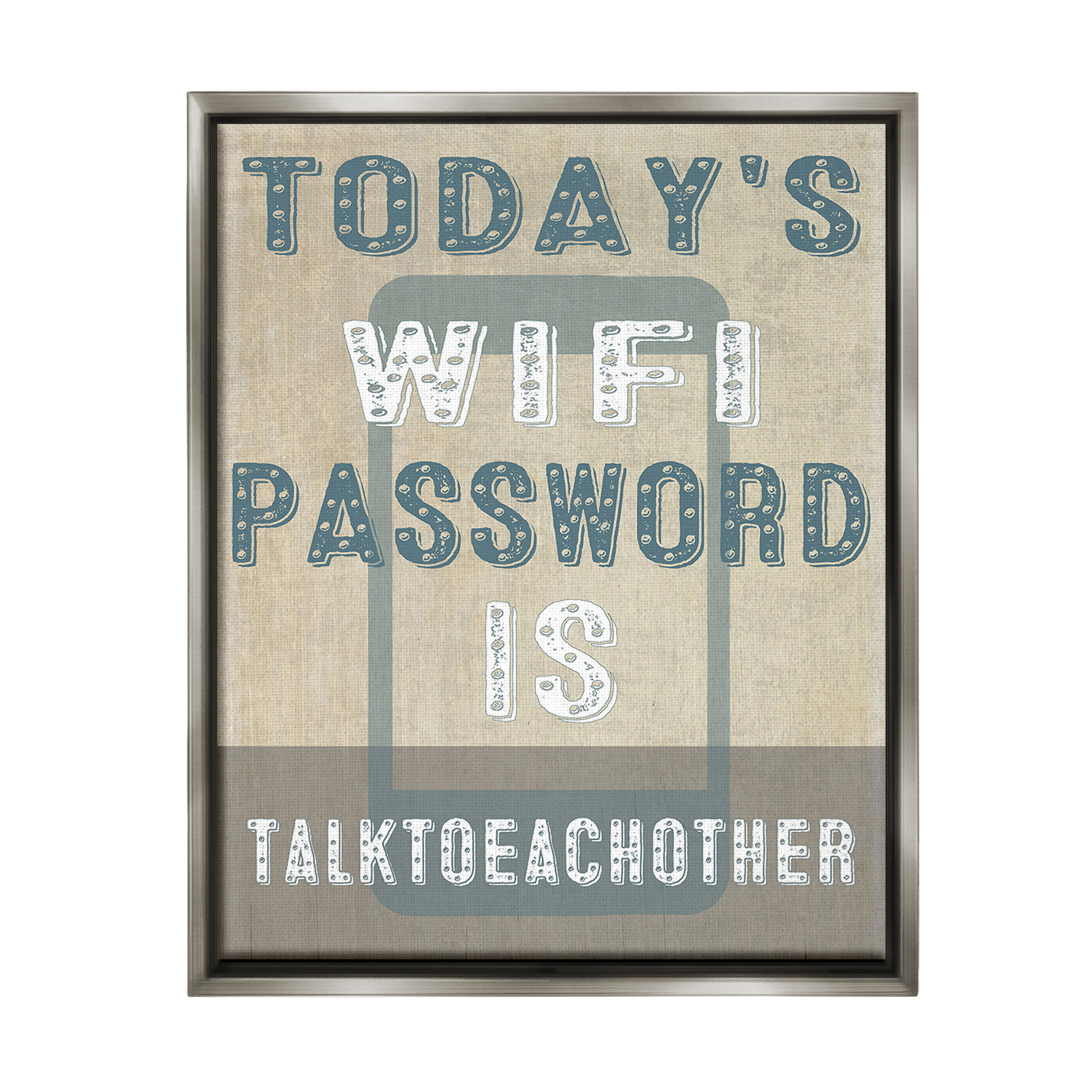 Stupell Industries Funny Wi-Fi Password Typography Painting Gray Floater Framed Canvas Art Print Wall Art, 17 x 21
