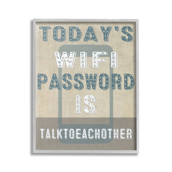 Stupell Industries Funny Wi-Fi Password Typography Painting Gray Framed Art Print Wall Art, 24 x 30