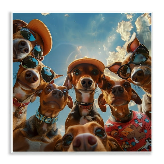 Stupell Industries Funny Wiener Dog Selfie Novelty & Humor Painting Unframed Art Print Wall Art, 12 x 12