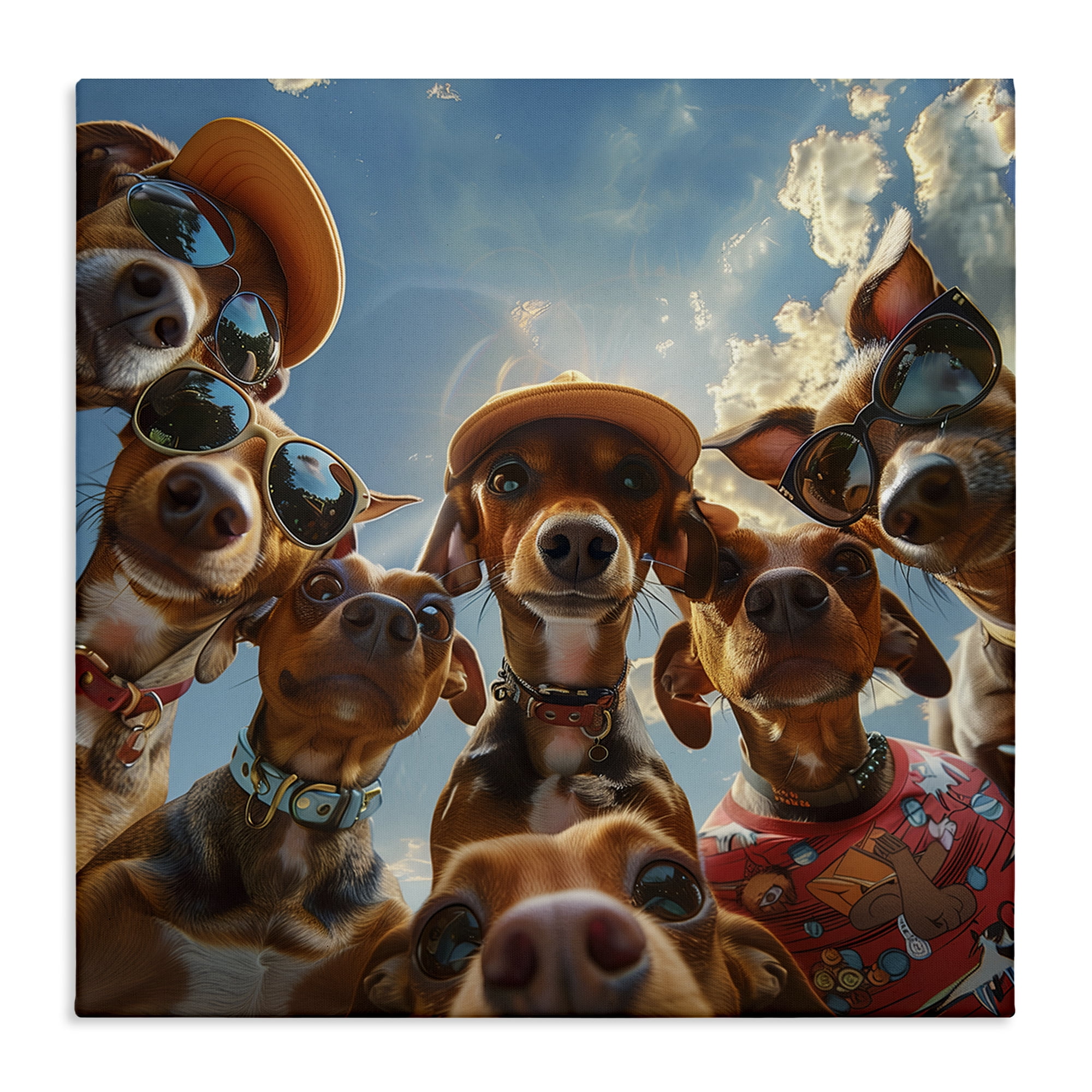 Stupell Industries Funny Wiener Dog Selfie Novelty & Humor Painting Wrapped Canvas Art Print Wall Art, 17 x 17