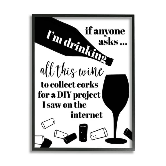Stupell Industries Funny Wine DIY Phrase Food & Beverage Painting Black Framed Art Print Wall Art, 11 x 14