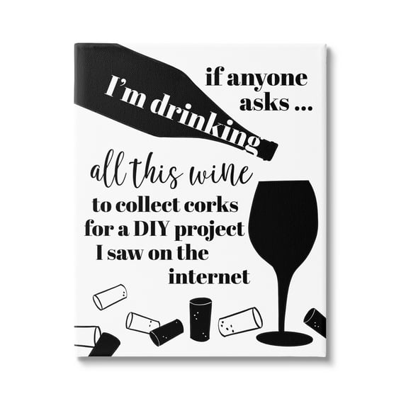 Stupell Industries Funny Wine DIY Phrase Food & Beverage Painting Gallery Wrapped Canvas Art Print Wall Art, 16 x 20