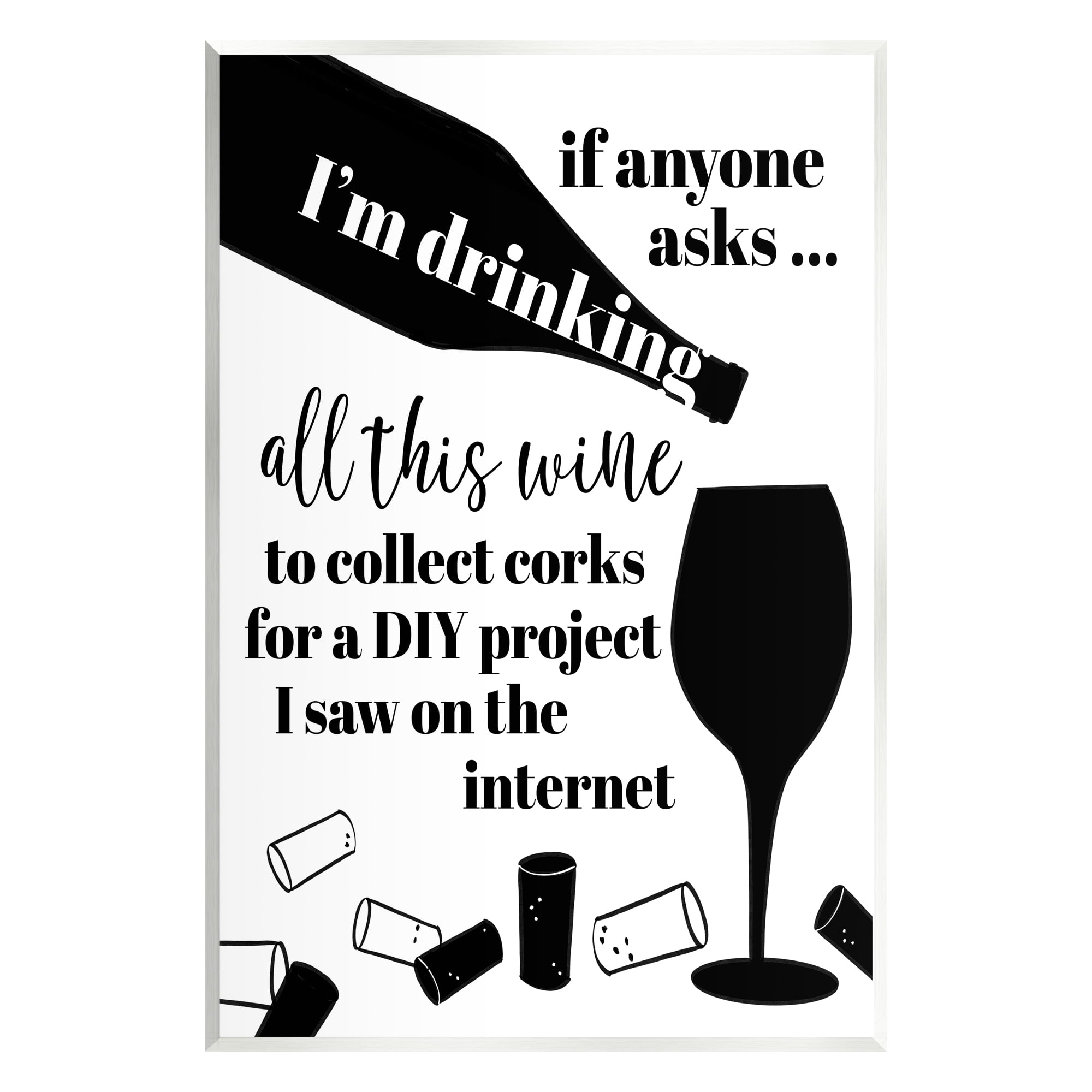 Black and White Wine DIY Phrase Wall Plaque Art
