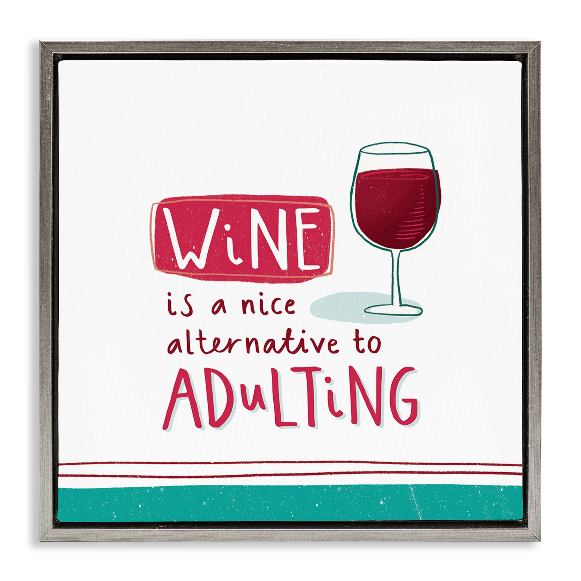 Stupell Industries Funny Wine Phrase Food & Beverage Painting Gray Floater Framed Canvas Art Print Wall Art, 18 x 18