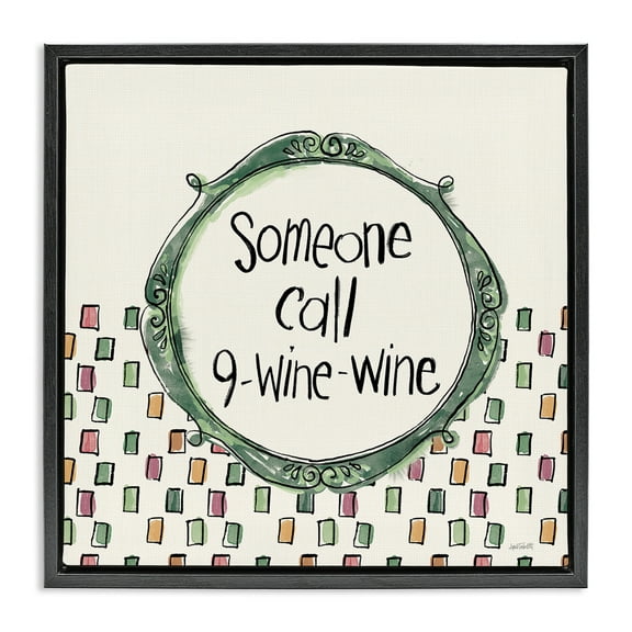 Stupell Industries Funny Wine Sentiment Food & Beverage Painting Black Floater Framed Canvas Art Print Wall Art, 18 x 18