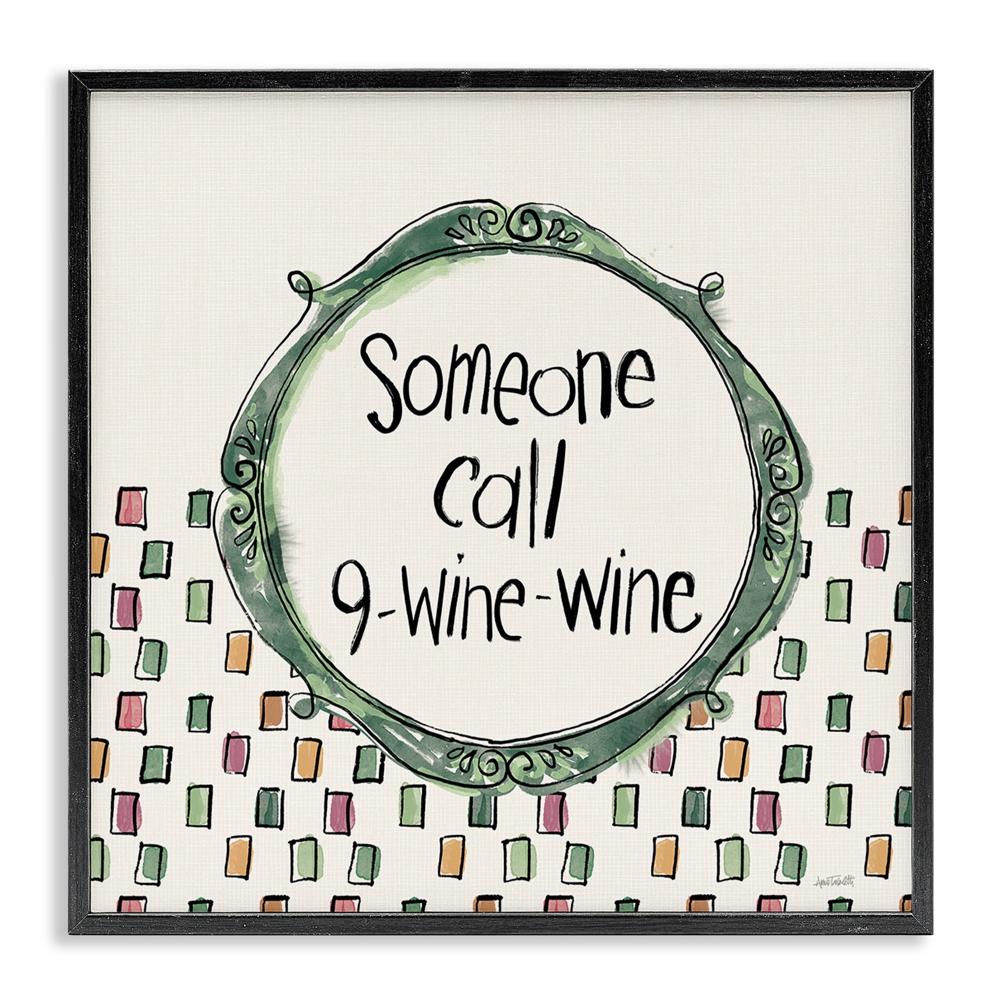 Stupell Industries Funny Wine Sentiment Food & Beverage Painting Black Framed Art Print Wall Art, 12 x 12