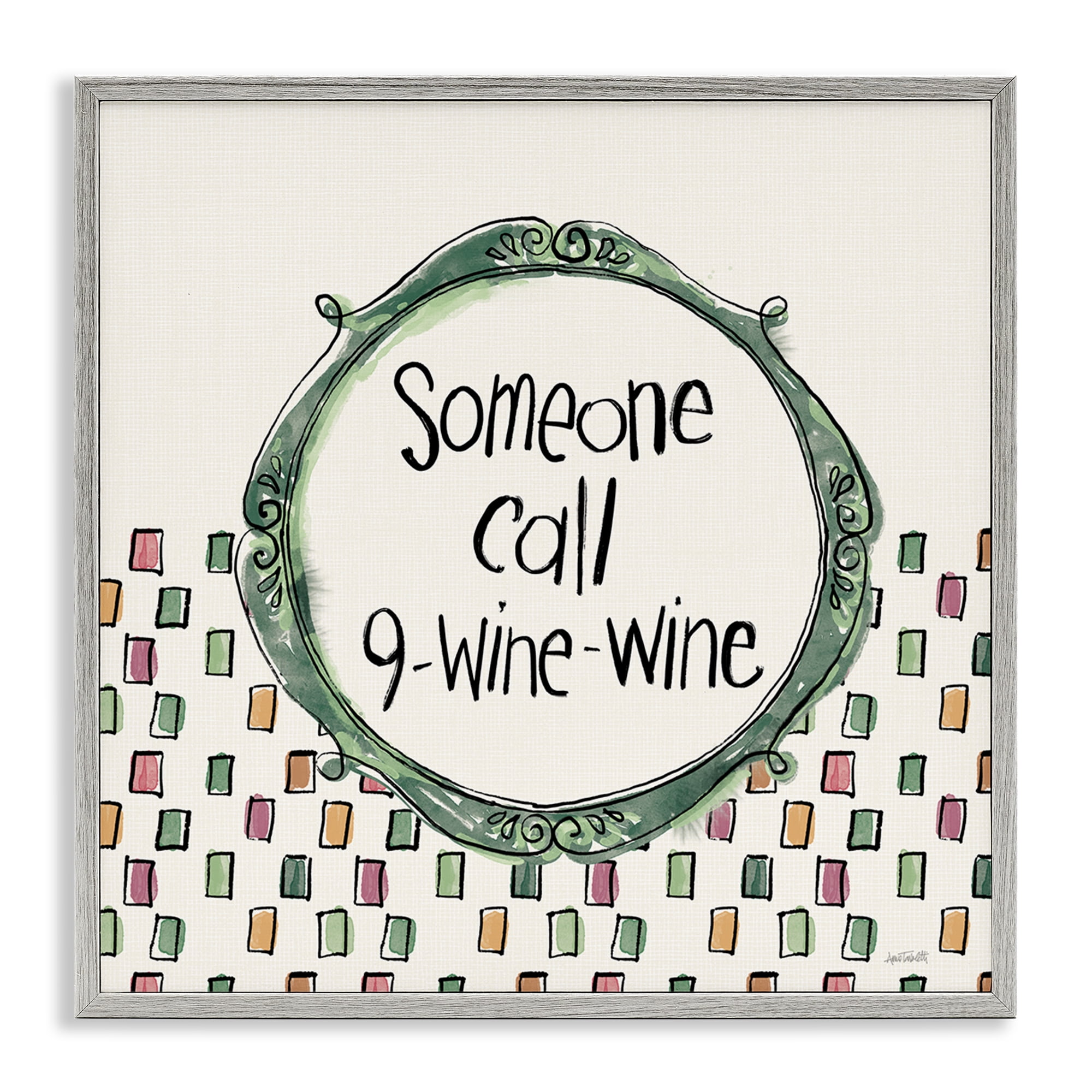 Stupell Industries Funny Wine Sentiment Food & Beverage Painting Gray Framed Art Print Wall Art, 17 x 17
