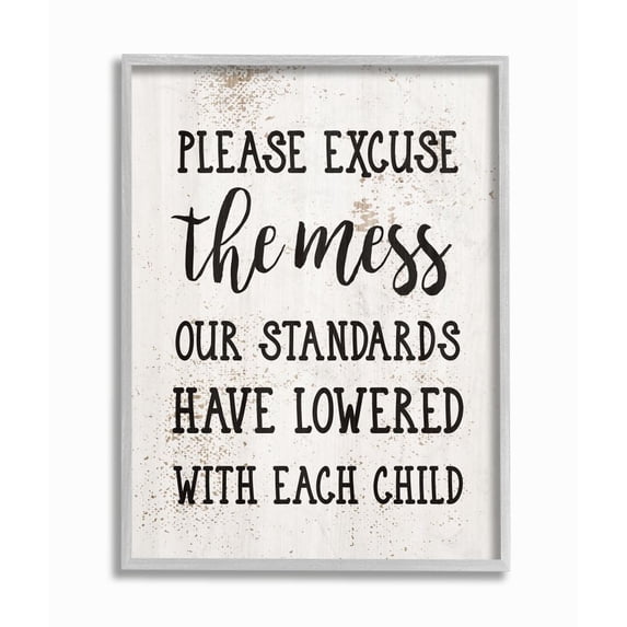 Stupell Industries Funny Word Home Family Textured Design Gray Farmhouse Rustic Framed Giclee Texturized Art by Daphne Polselli