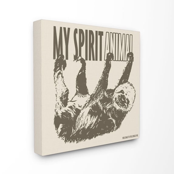 Stupell Industries Funny Word Sloth Spirit Animal Design Canvas Wall Art by Ali Chris