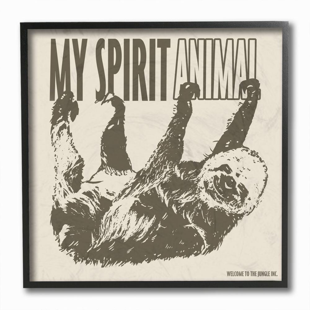 Stupell Industries Funny Word Sloth Spirit Animal Design Framed Giclee Texturized Art by Ali Chris