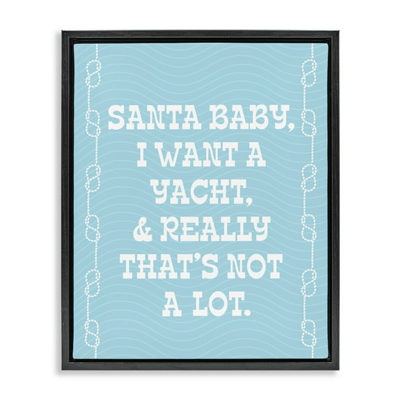 Stupell Industries Funny Yacht For Christmas Holiday Painting Black Floater Framed Canvas Art Print Wall Art, 17 x 21