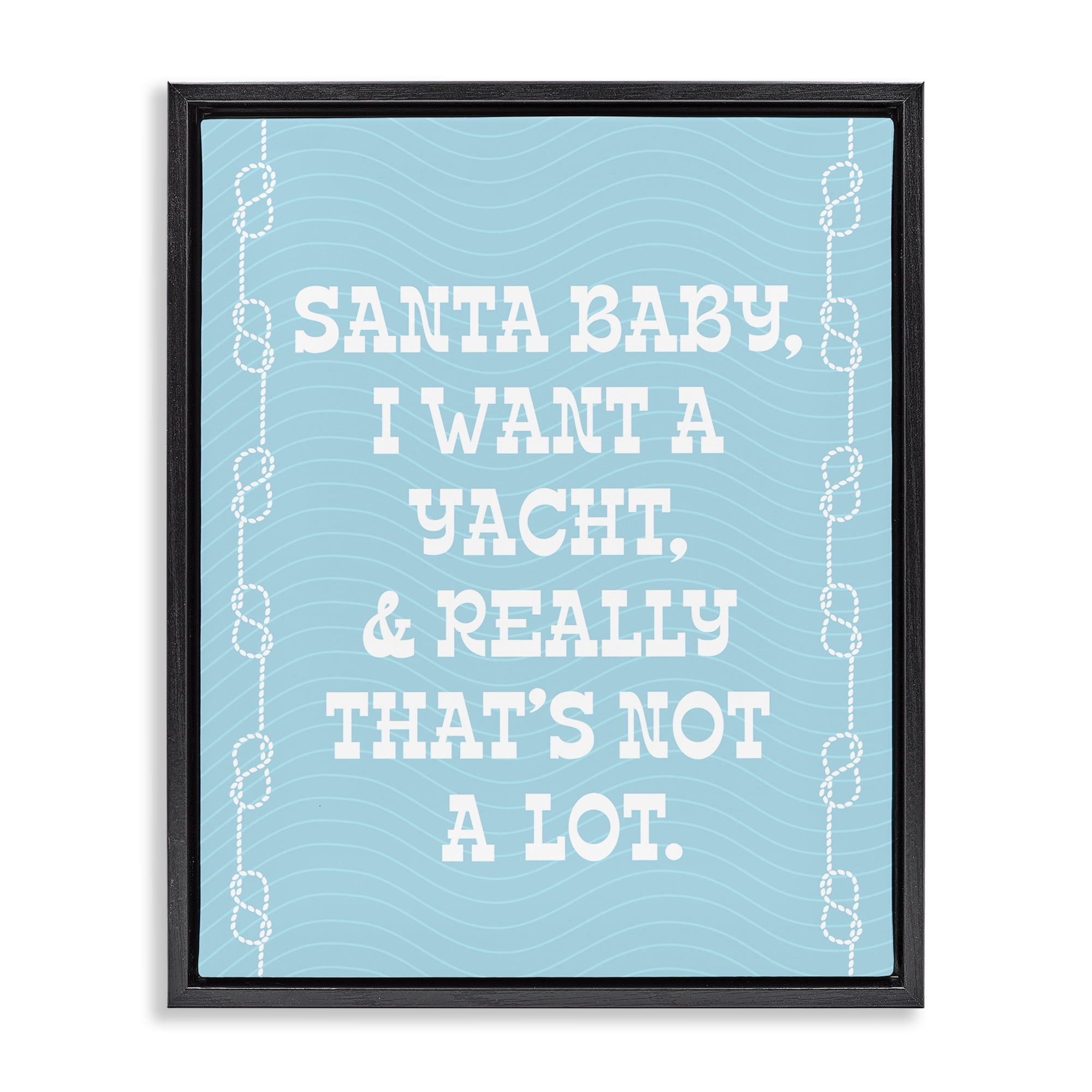 Stupell Industries Funny Yacht For Christmas Holiday Painting Black Floater Framed Canvas Art Print Wall Art, 25 x 31
