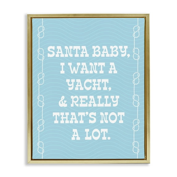 Stupell Industries Funny Yacht For Christmas Holiday Painting Gold Floater Framed Canvas Art Print Wall Art, 25 x 31