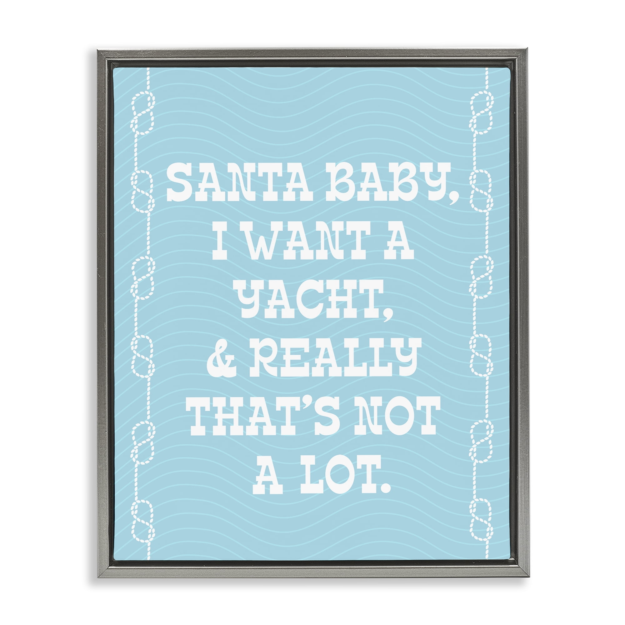 Stupell Industries Funny Yacht For Christmas Holiday Painting Gray Floater Framed Canvas Art Print Wall Art, 25 x 31
