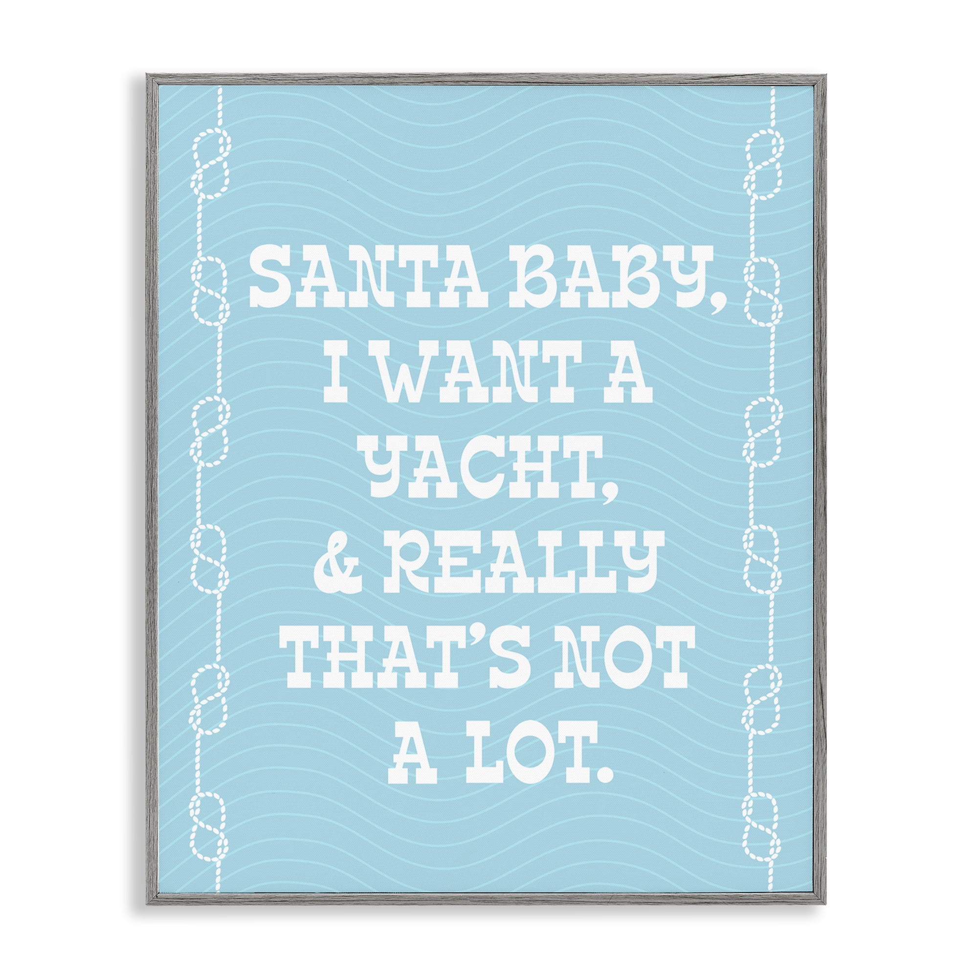 Stupell Industries Funny Yacht For Christmas Holiday Painting Gray Framed Art Print Wall Art, 16 x 20