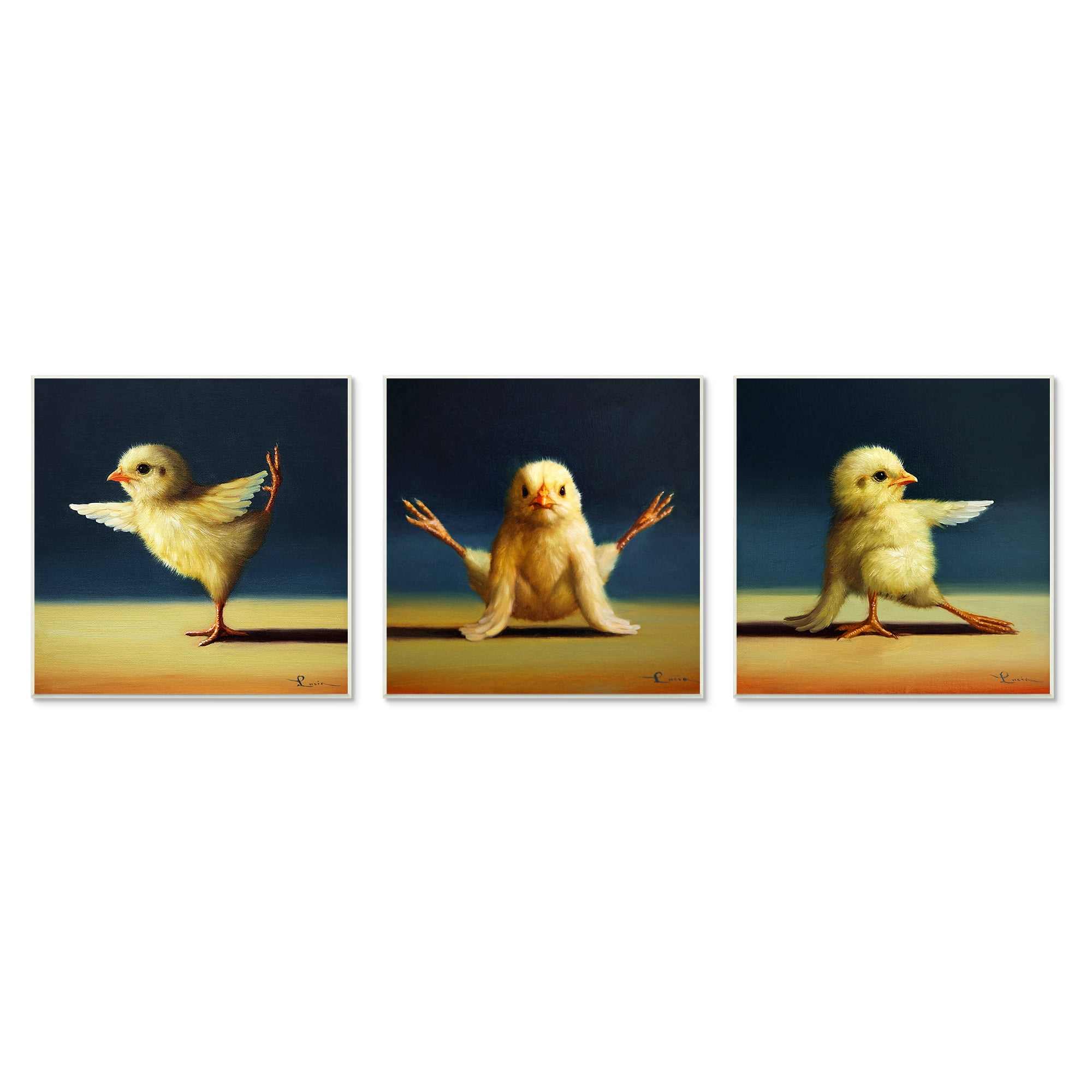 Funny Yoga Chick Trio Yellow MDF Wood Wall Plaque Set