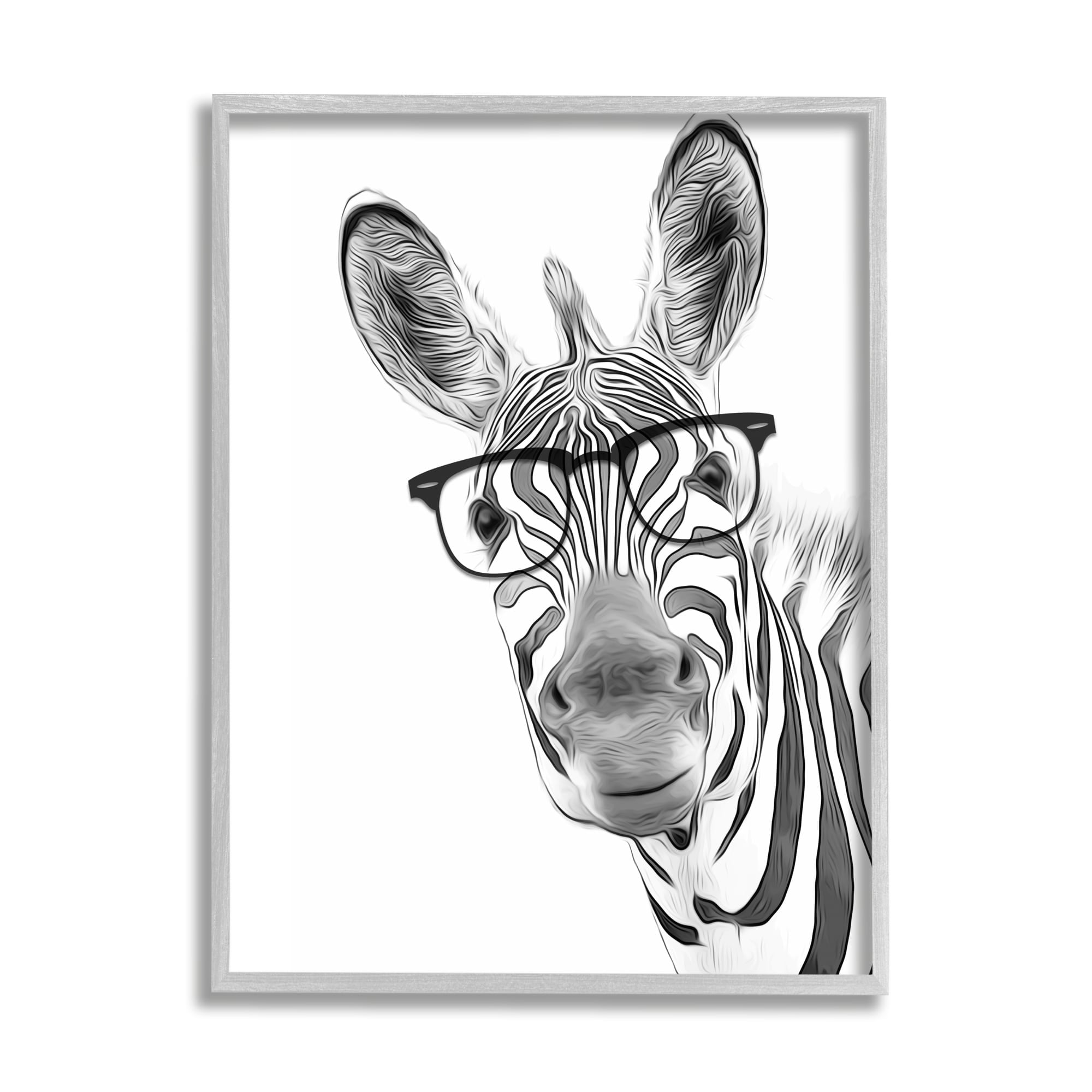 Stupell Industries Funny Zebra Wearing Glasses Black White Monochrome Design , 16 x 20, Design by Annalisa Latella